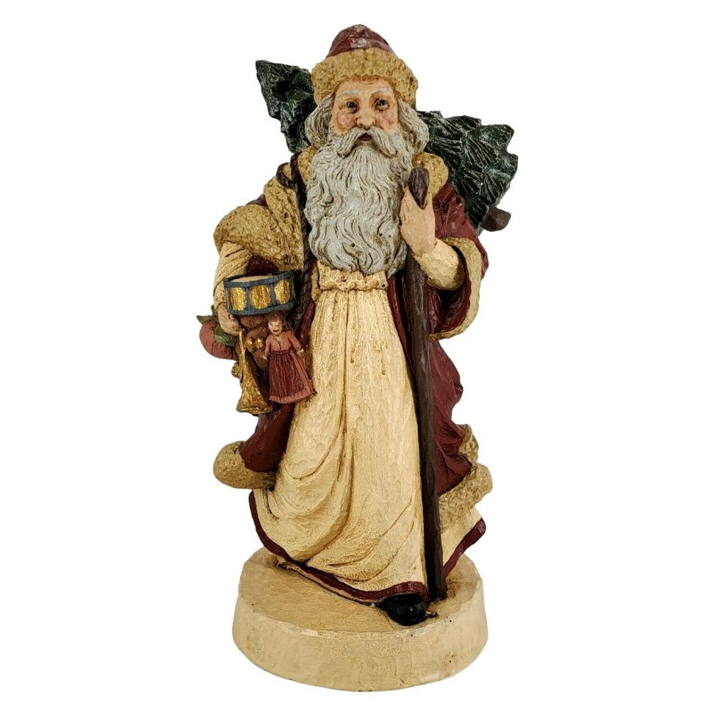Santa Figurine Resin Old World "A Place In Time" Large Tree Toys Signed 1988 VTG